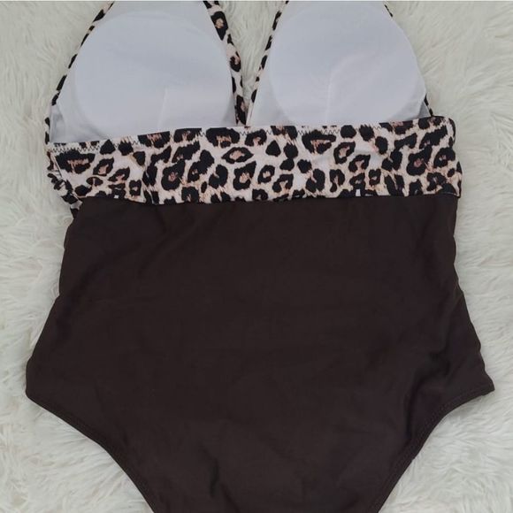 Brown leopard deep v-neck backless women boutique fashion monokini Brazilian sty - Picture 7 of 9